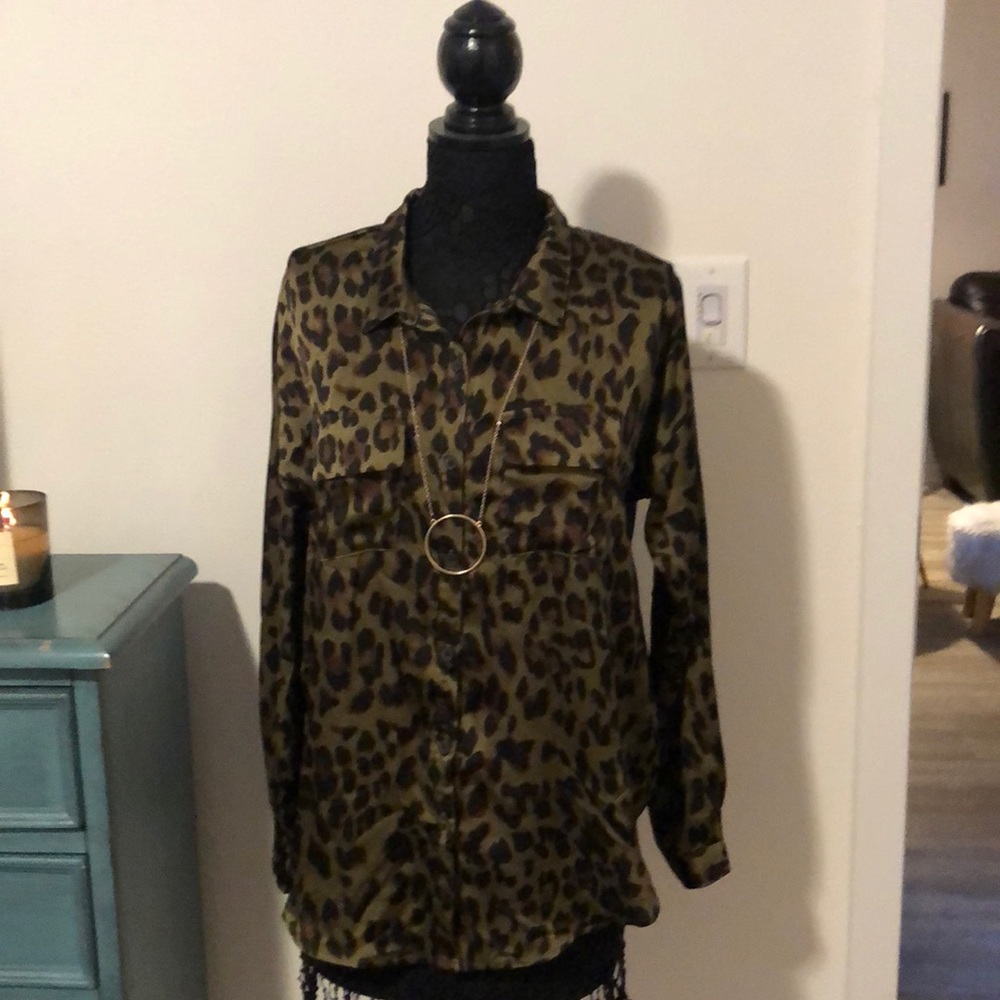 Leopard button up blouse
